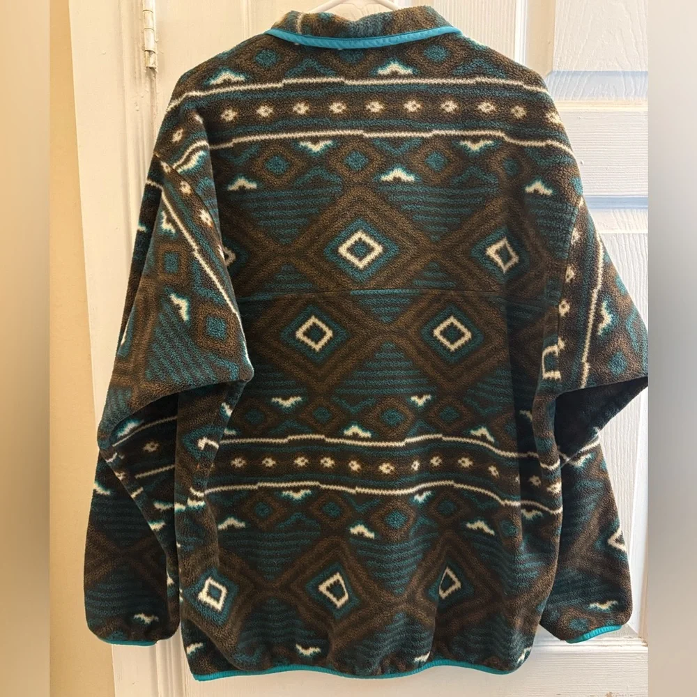 Patagonia Brown Teal Aztec Fleece Crewneck Pullover - Picture 4 of 6